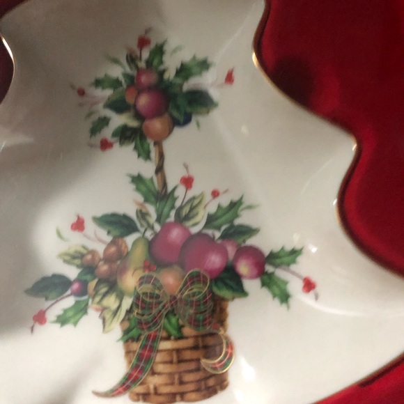 Lenox Holiday Tree-Shaped Dish with Red and Green Accents - Picture 3 of 3